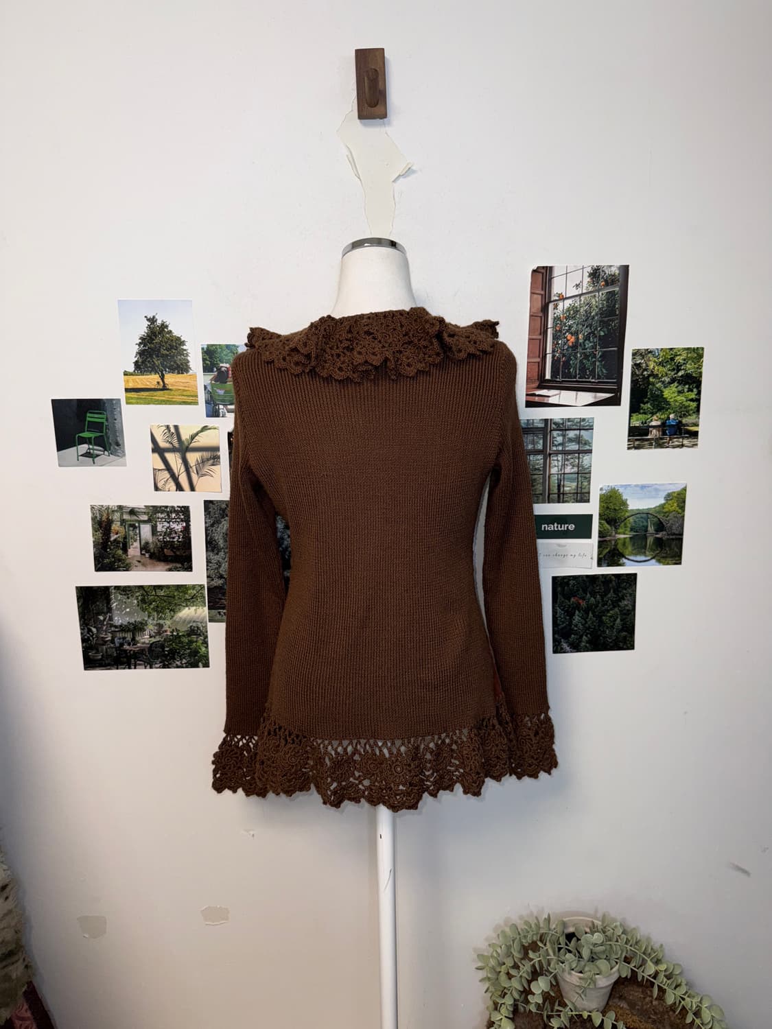 Dark brown velvet crochet bolero 가디건 상품이미지6