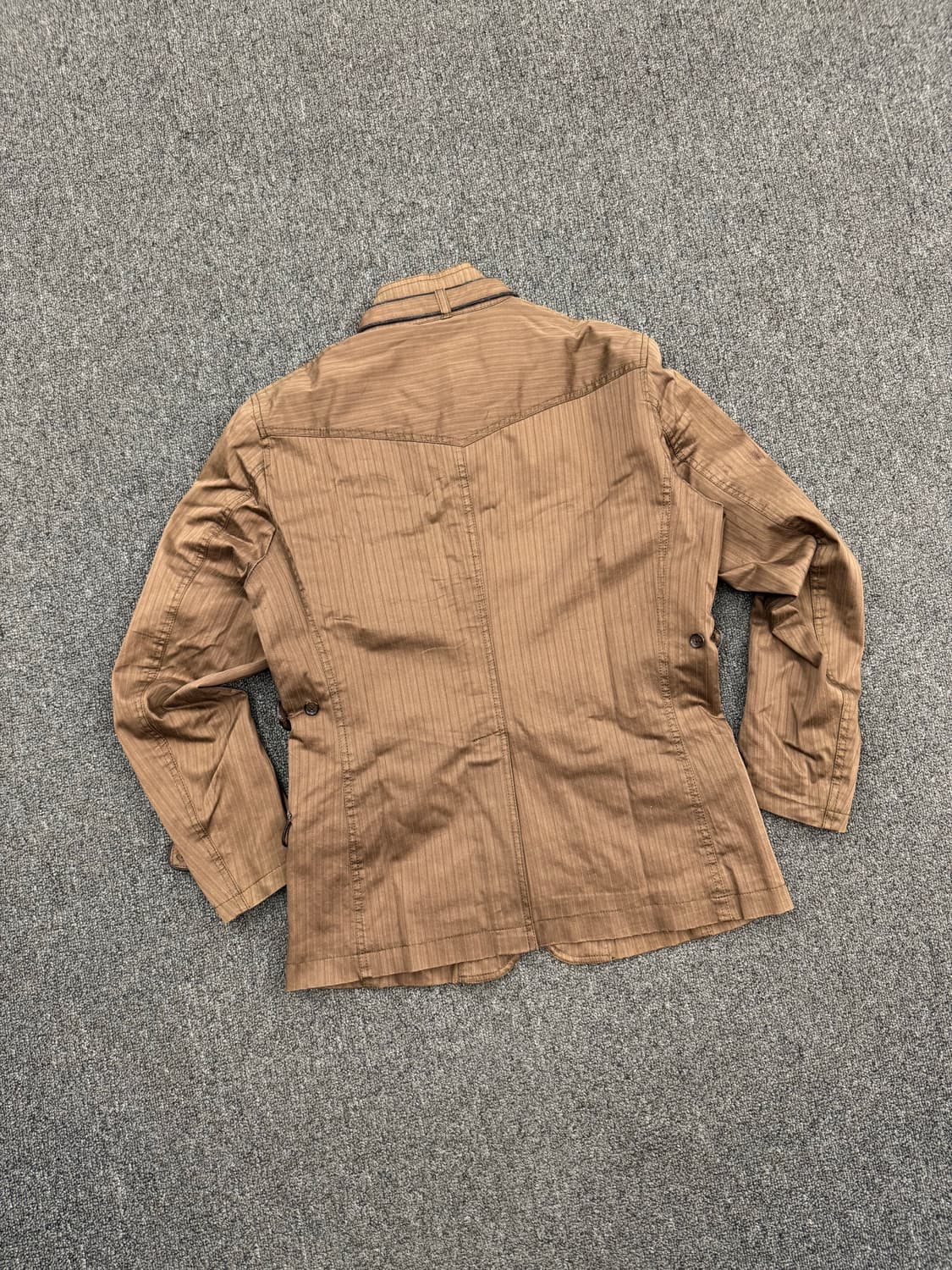 OS)Japanese vintage 브라운 스트라이프 패턴 자켓 상품이미지5