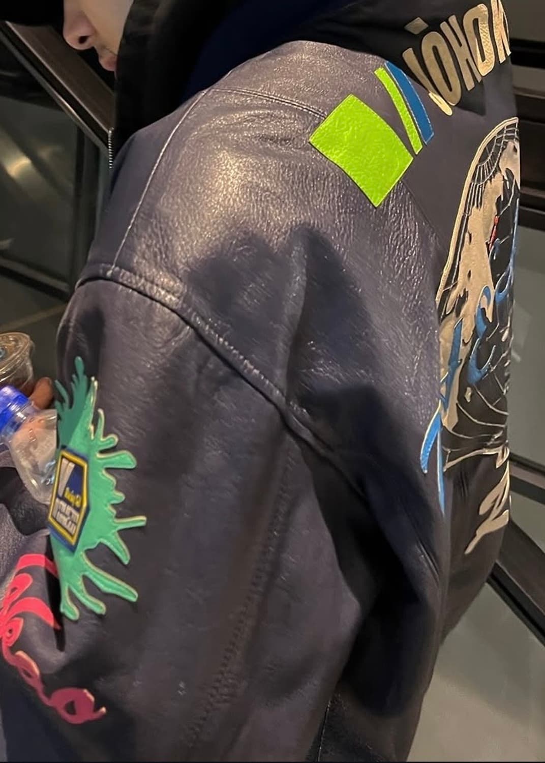 빈티지 레더 네이비 레이싱 자켓 상품이미지4