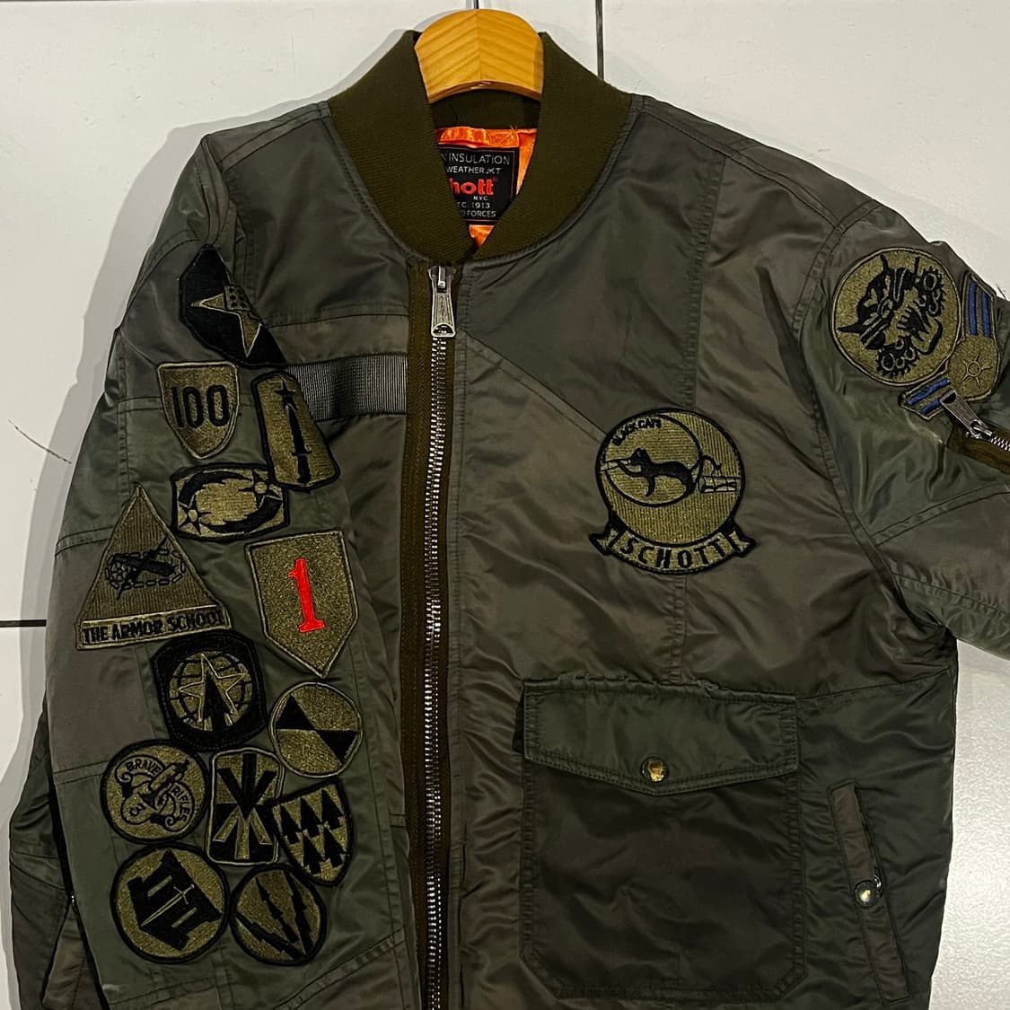 Schott 쇼트 밀리터리 패치워크 ma-1 자켓 상품이미지4