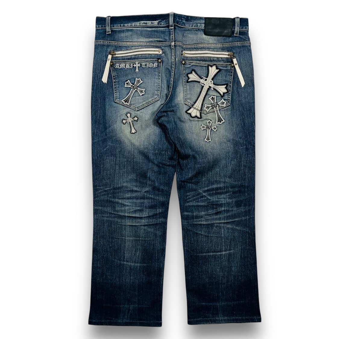 펑크 Be Ambition 크로스 대거 와이드 데님 팬츠 상품이미지2