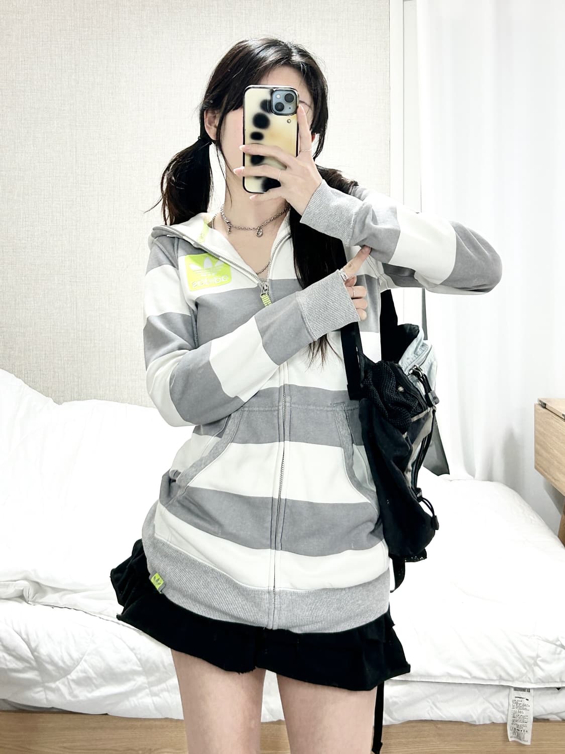 아디다스 빅로고 단가라 롱 후드집업 상품이미지1