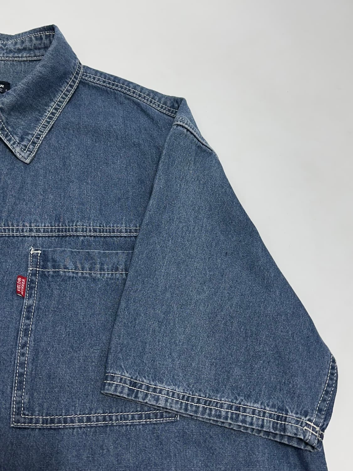 필드워커 포켓 데님 반팔 셔츠 워크 청남방 상품이미지5