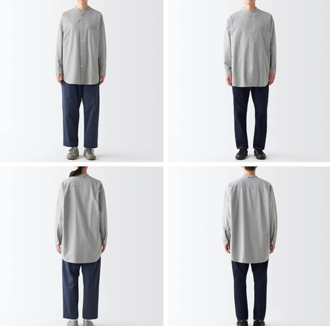 (남여) 무인양품 MUJI LABO 셔츠 스탠드 밴드 차이나 카라 그레이 상품이미지1