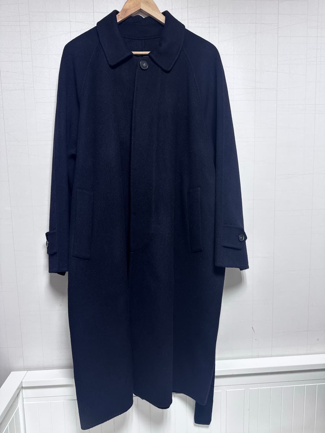 에프터먼데이 히든 버튼 벨트 코트 네이비 상품이미지2