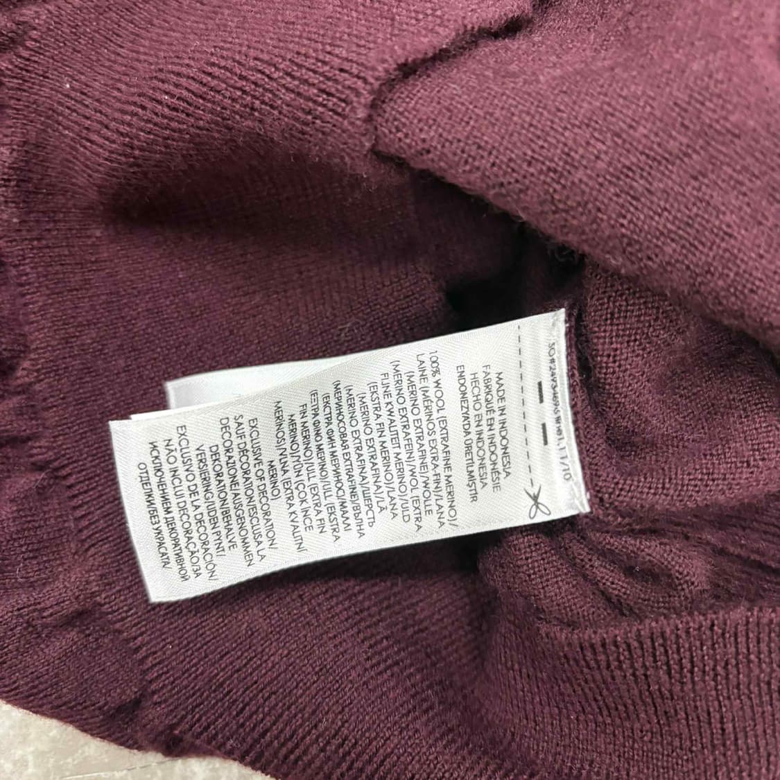 폴로 랄프로렌 버건디 워셔블 메리노 울 맨즈라인 크루넥 니트(M) 상품이미지4