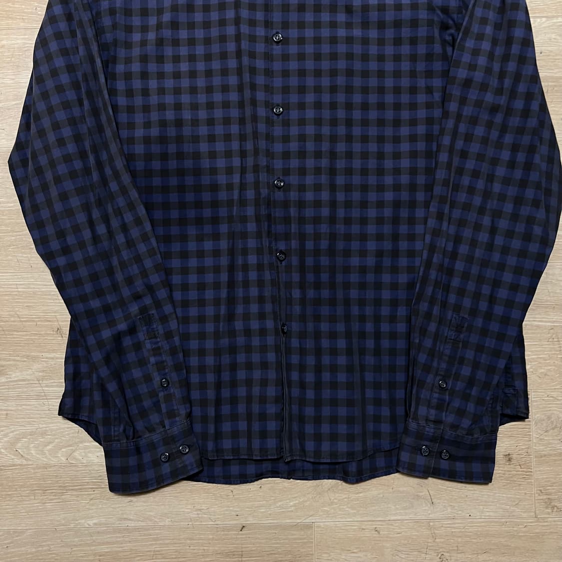 DKNY 도나카란 뉴욕 클래식 깅엄 체크셔츠 [네이비] XL/105 상품이미지3