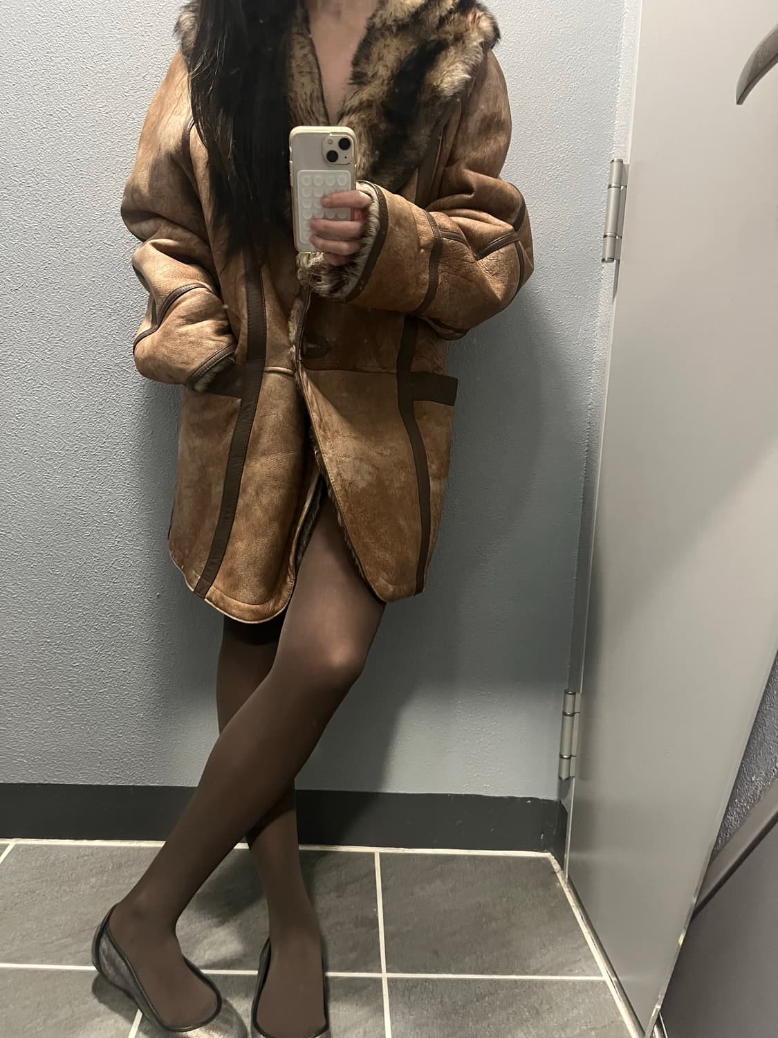 퍼 무스탕 코트 상품이미지7