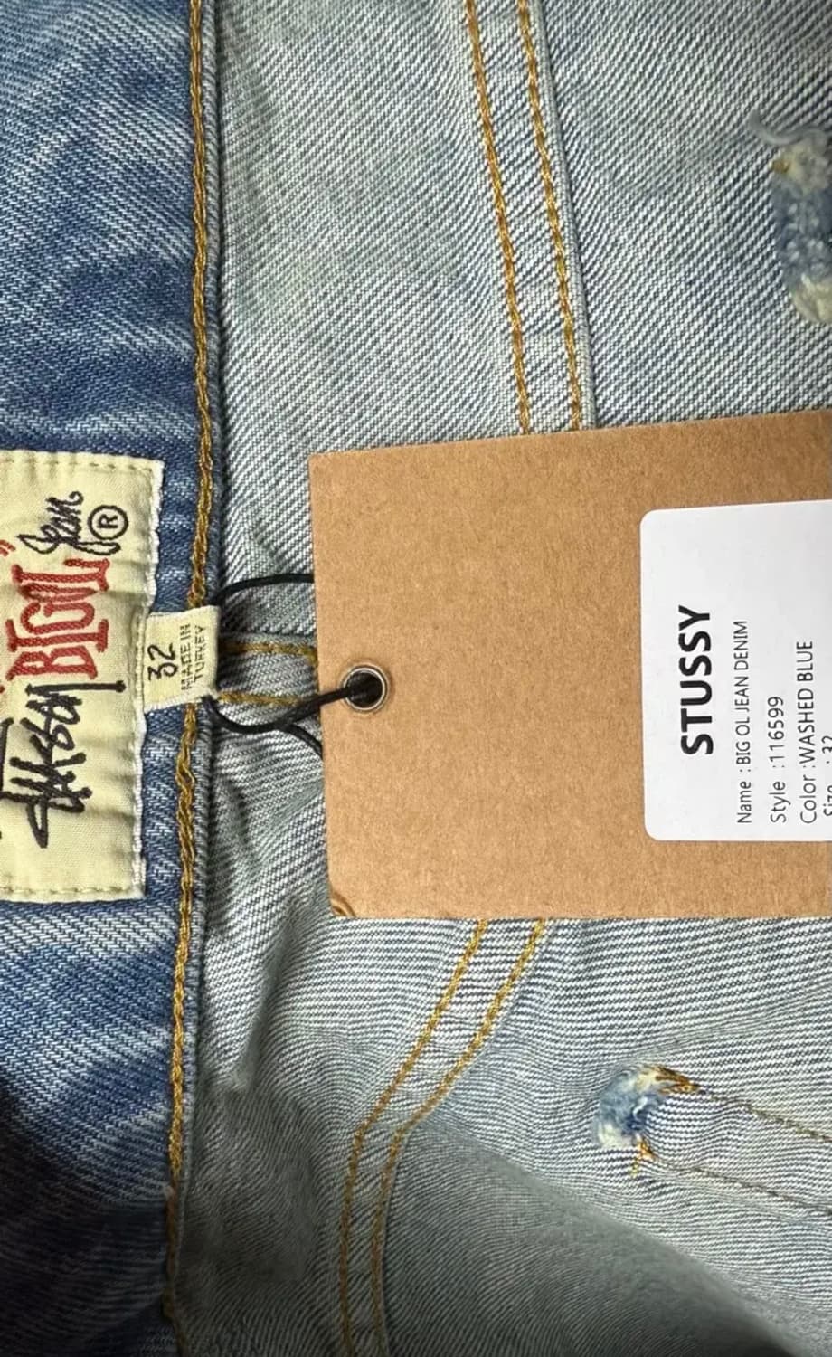 스투시 데님 빅 올 진 워시드 블루 32사이즈(새상품) 상품이미지4