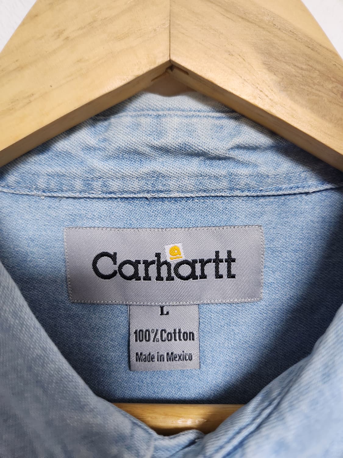 칼하트Carhartt 카라 배색 데님 셔츠 L - S198 상품이미지4