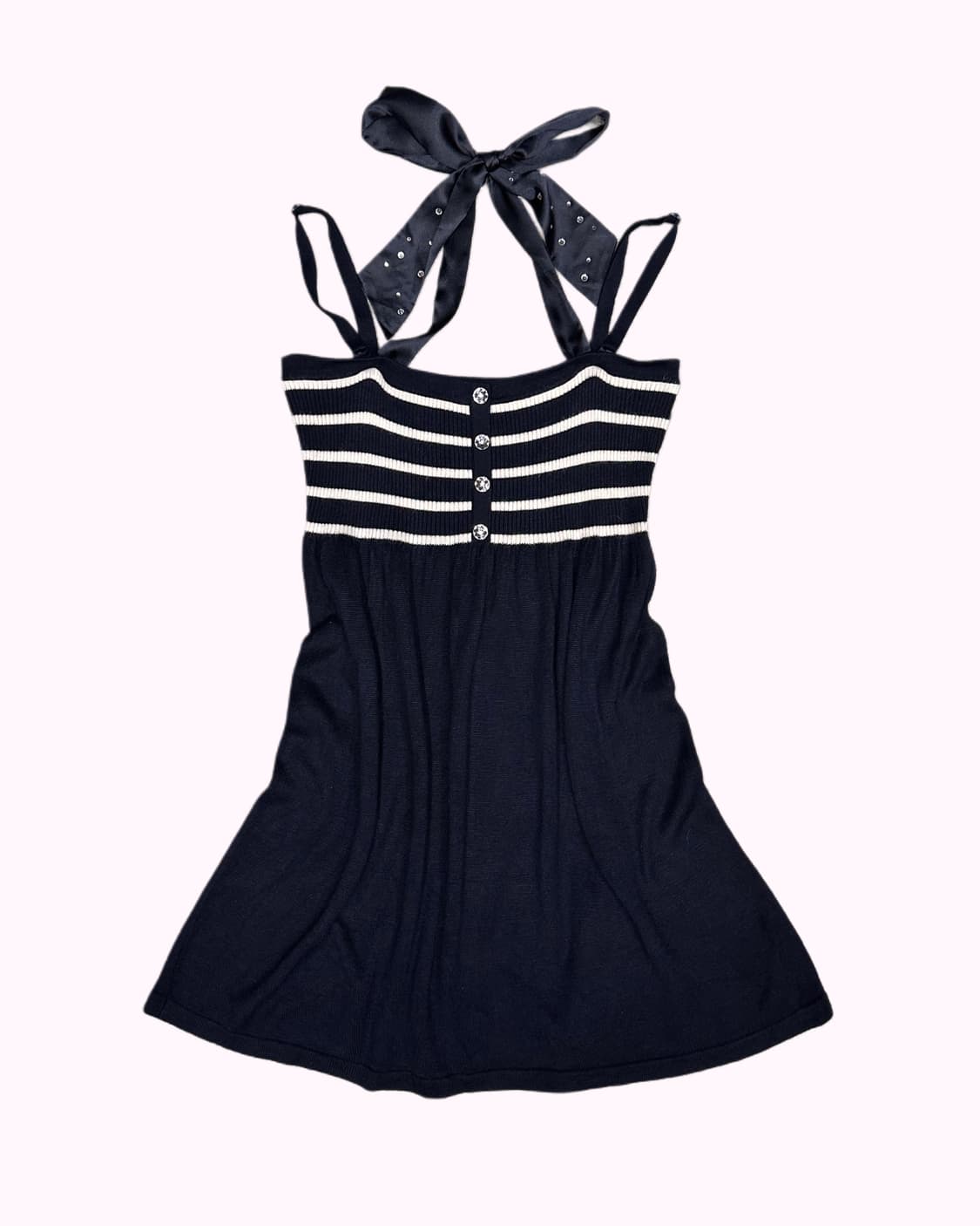 navy knit halter ribbon top 상품이미지1