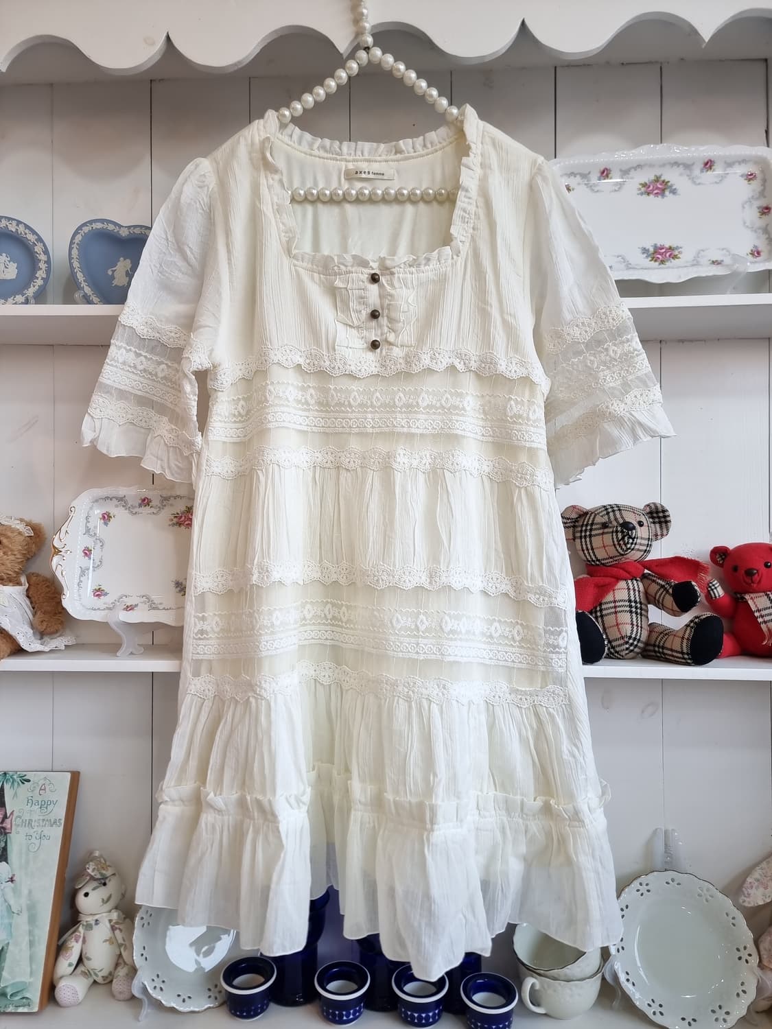 axes femme(악세스팜므) 아이보리 모리걸 레이스 원피스 상품이미지1