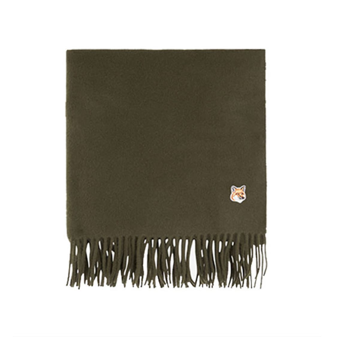 메종키츠네 폭스헤드 울 머플러 카키베이지 상품이미지1