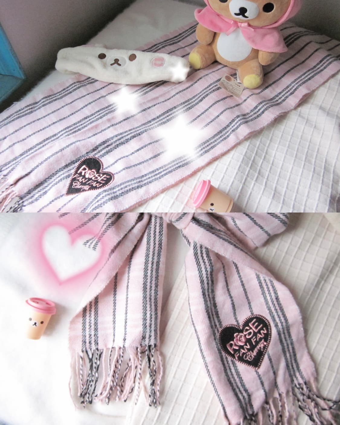 rosefanfan 갸루 베이비핑크 스트라이프 머플러 상품이미지3