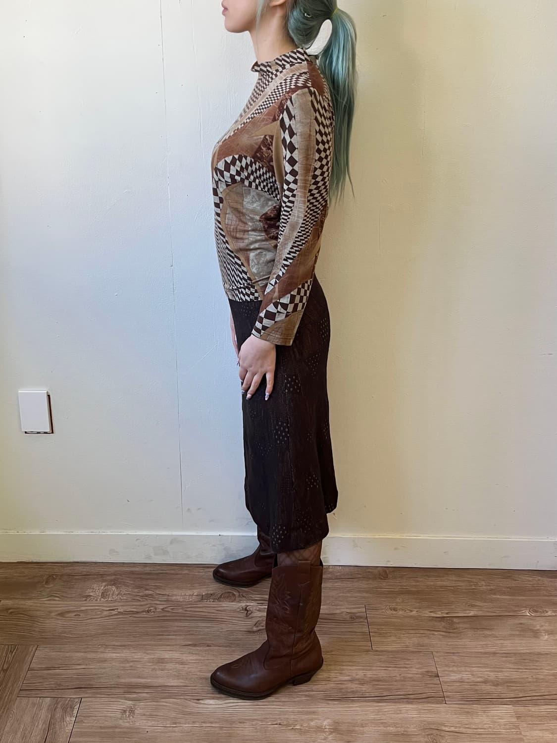 Nuvel.Ive 패턴 롱스커트 상품이미지8