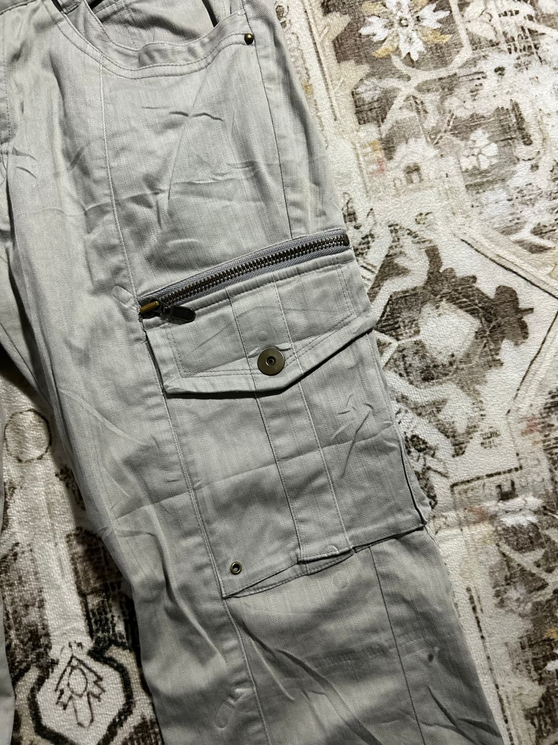 y2k beige grey cargo zipper pants 상품이미지4