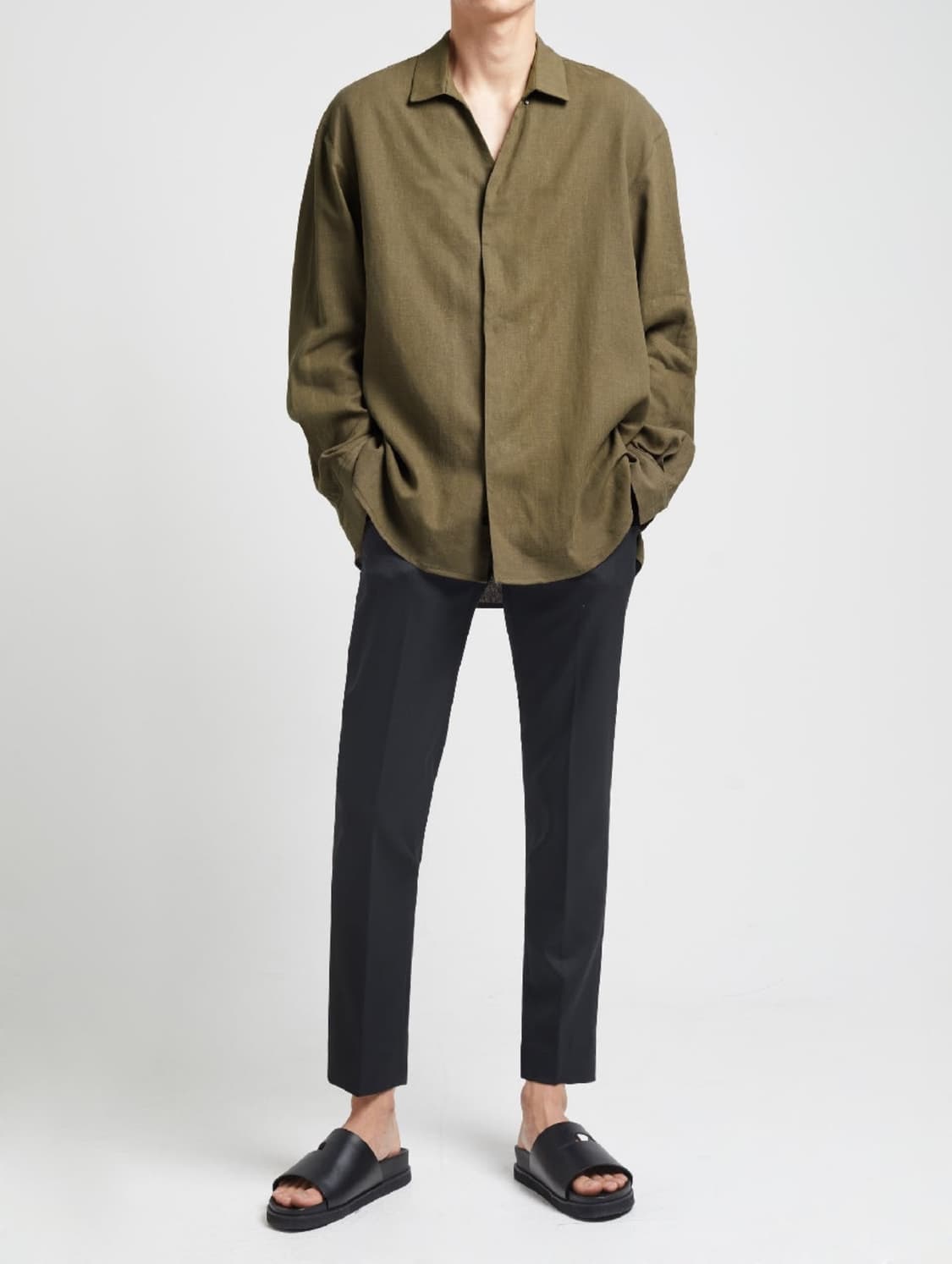 엘무드 오픈카라 린넨 셔츠 48사이즈 판매 상품이미지5