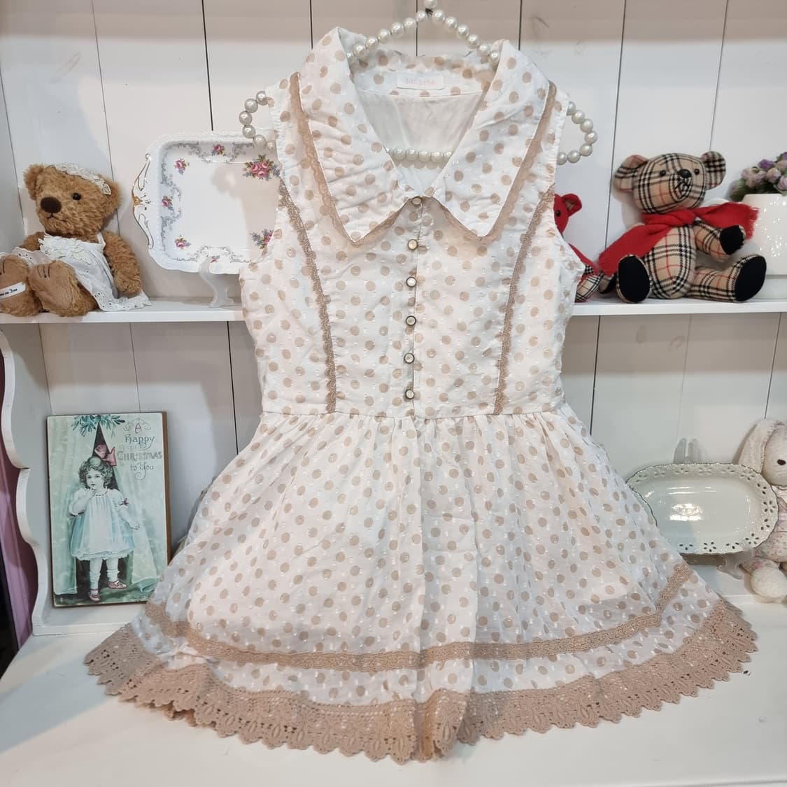 리즈리사 LIZ LISA 라떼빛 도트 레이스 미니원피스 상품이미지1