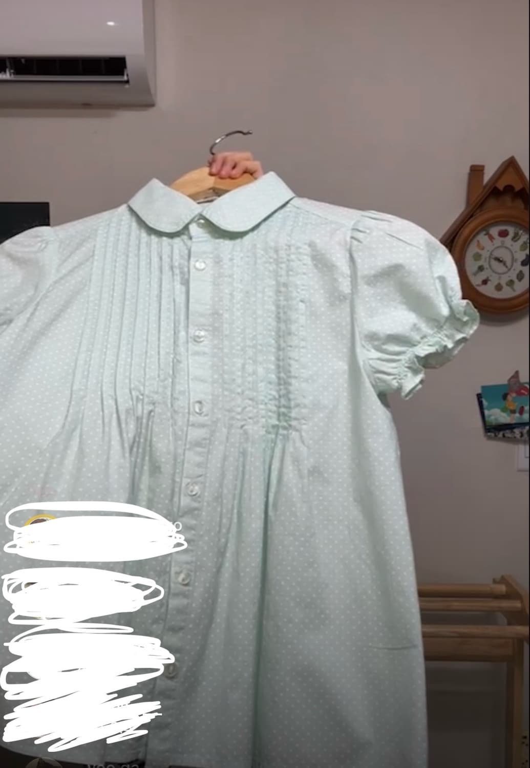 일본빈티지 민트 도트 홍콩블라우스 상품이미지2