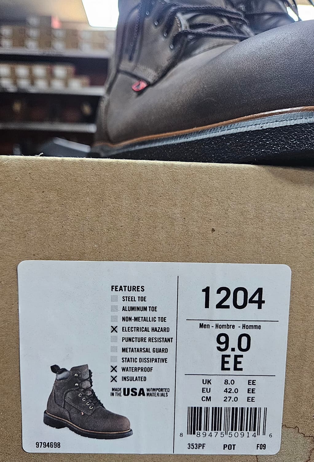 레드윙 6인치 다이나포스 방수.방한 워크 부츠 1204, US9EE 상품이미지9