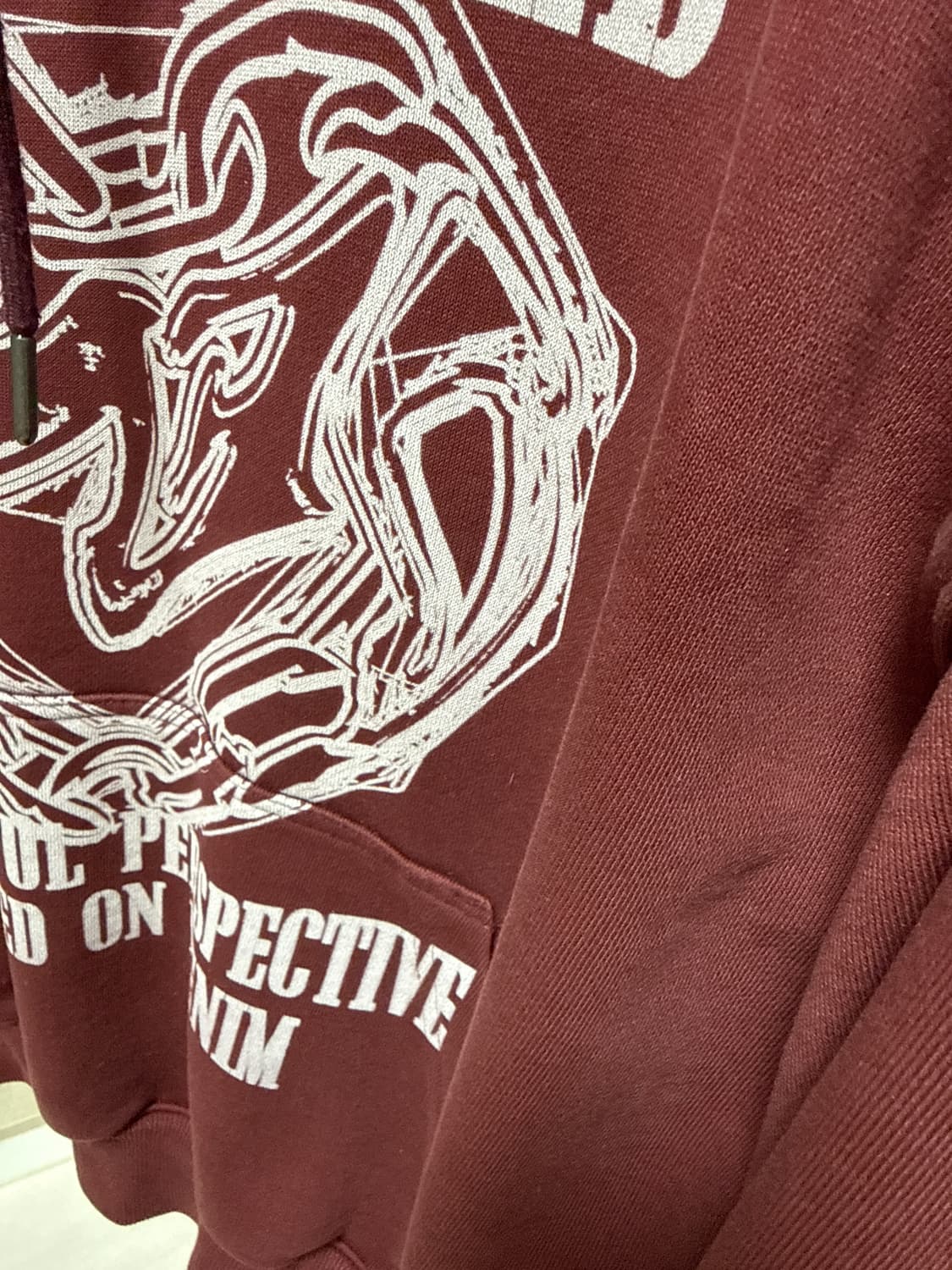 메종 미네드 두들 하트 후디 버건디 상품이미지4