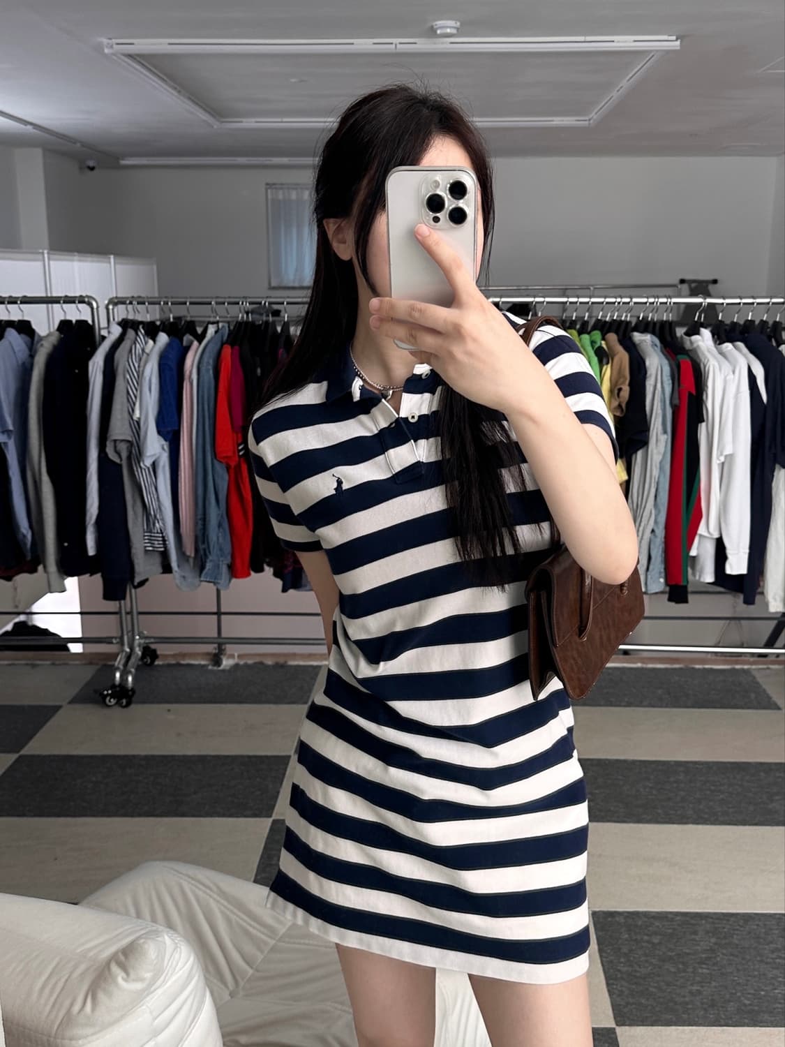 폴로 랄프로렌 네이비 스트라이프 카라 원피스  상품이미지3