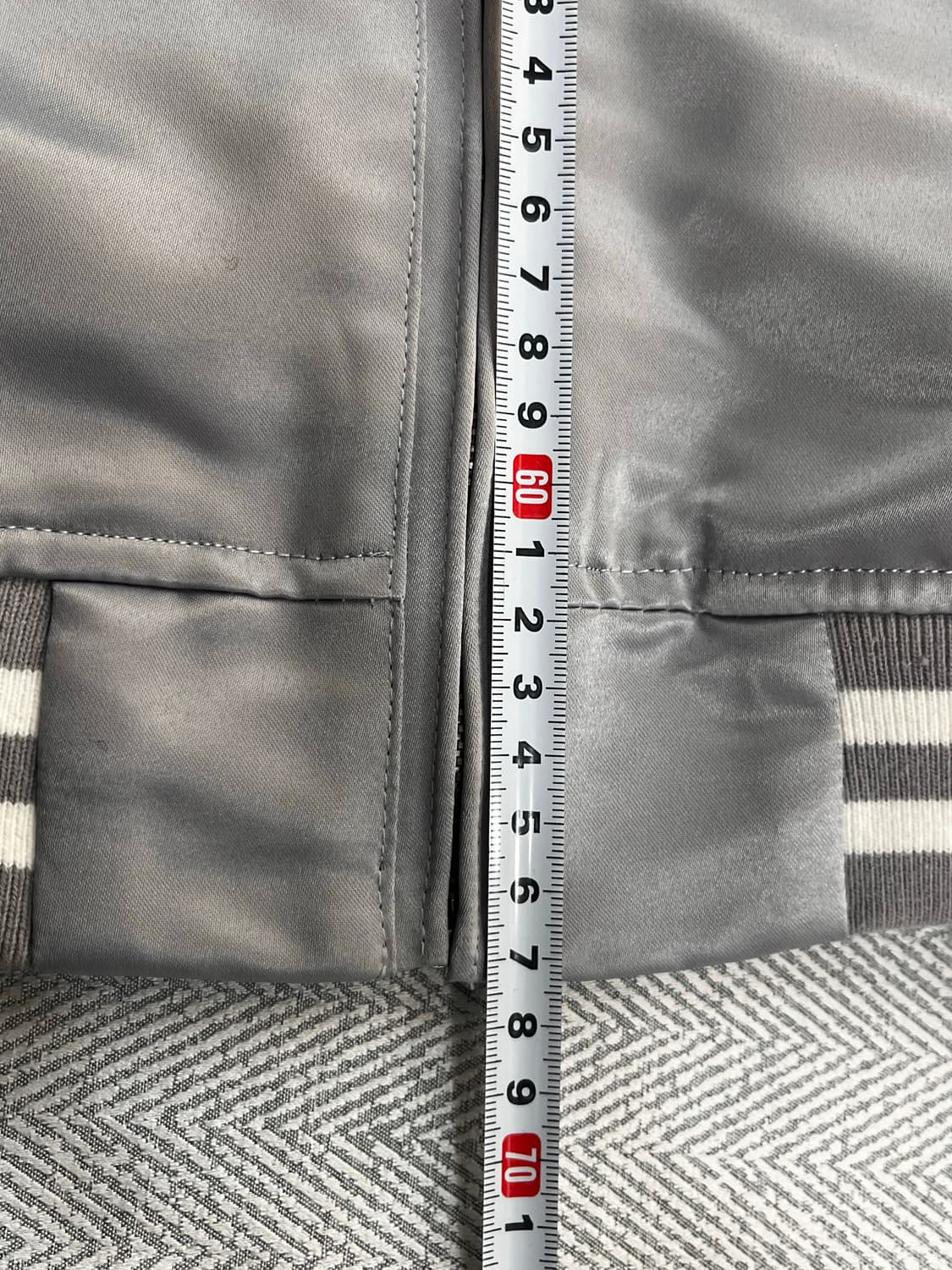 VIntage 스카잔 새틴 바시티 자켓 블루종 L 실버 상품이미지10