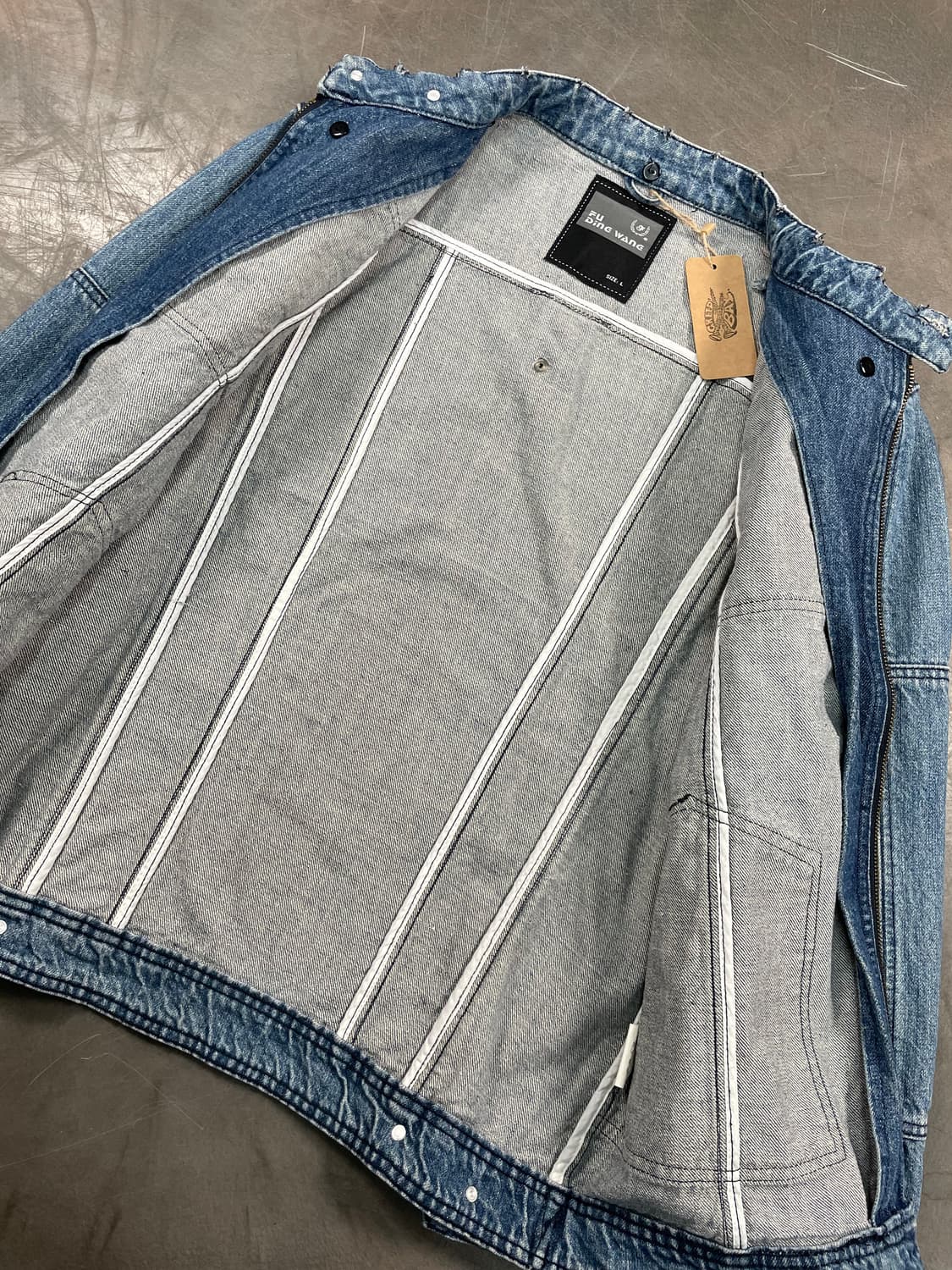 빈티지 데님 워싱 바이커 자켓 상품이미지4