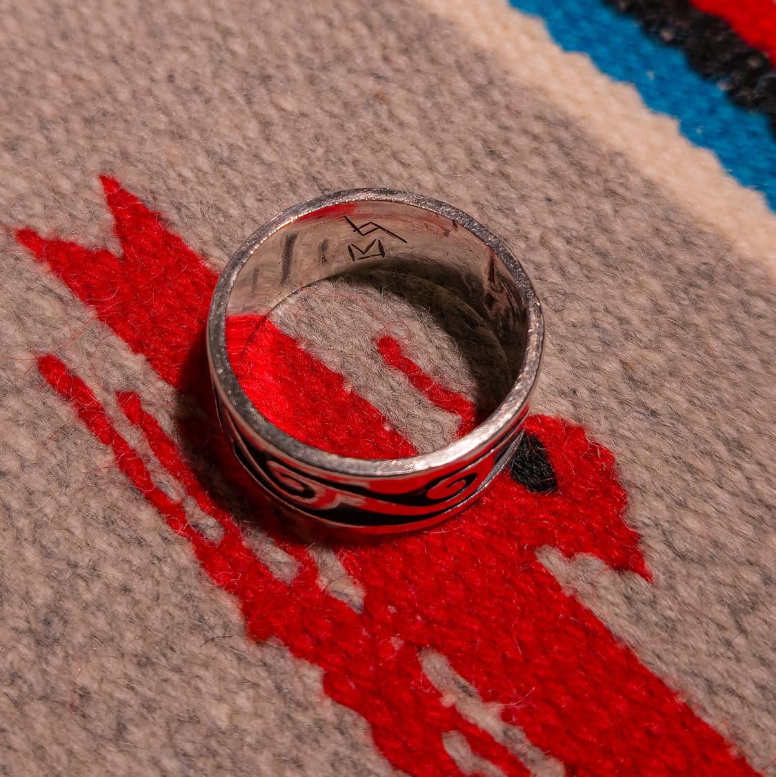 Hopi Signed Overlay Sterling Silver Ring 상품이미지4