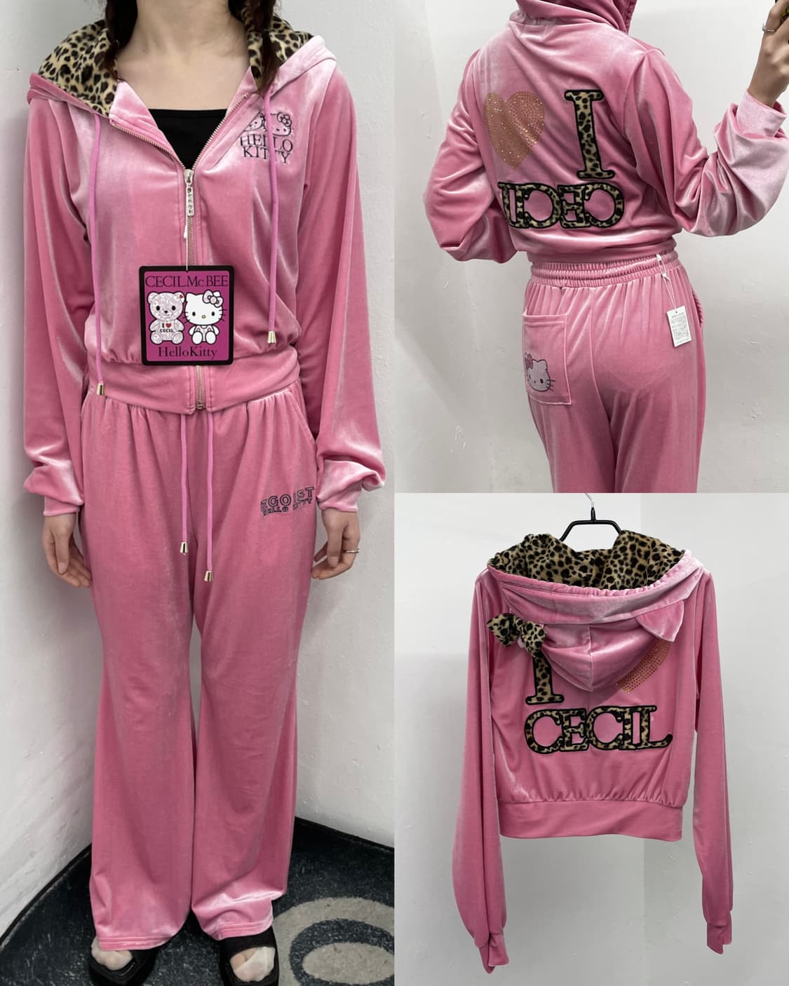 헬로키티x세실맥비 콜라보 갸루 벨로아 셋업 상품이미지1