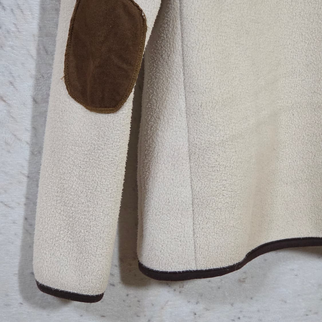 빈티지 베이지 브라운 배색 후리스 후드집업 상품이미지7