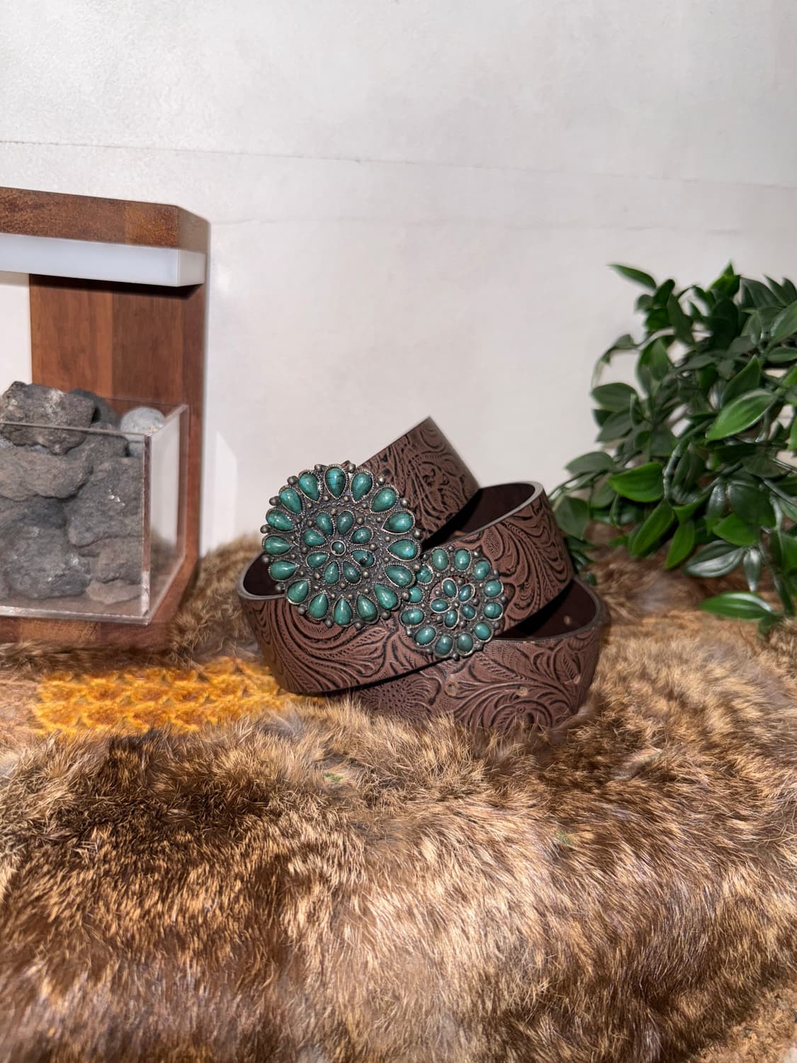 Brown oriental gemstone buckle belt 상품이미지1