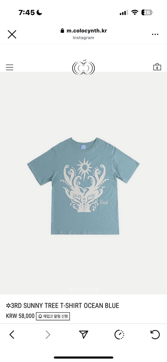 콜로신스 SUNNY TREE 반팔 OCEAN BLUE 상품이미지2