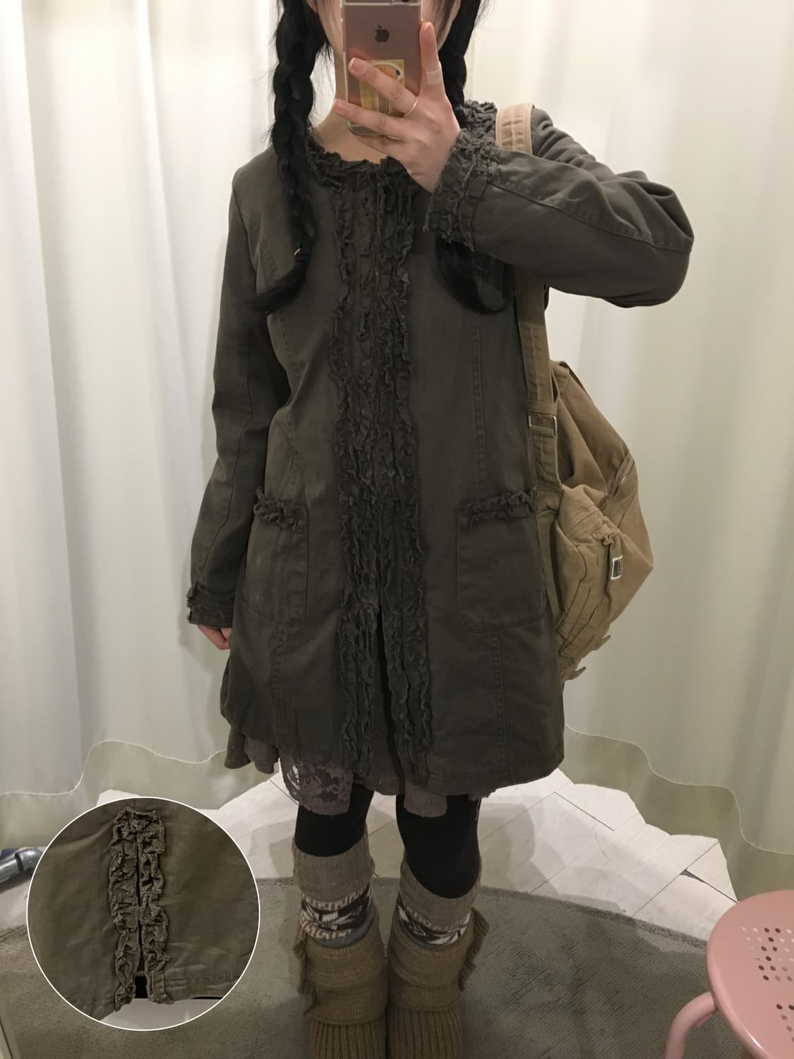 d.g.y 모리걸 레이스 누빔 야상 상품이미지1