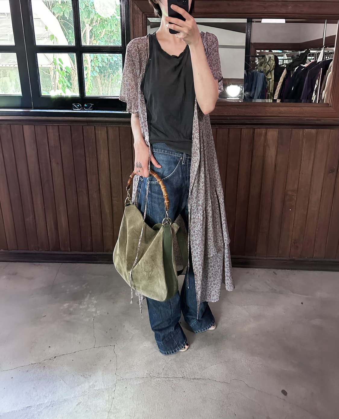 NEEDLES floral sheer wrap dress 상품이미지3