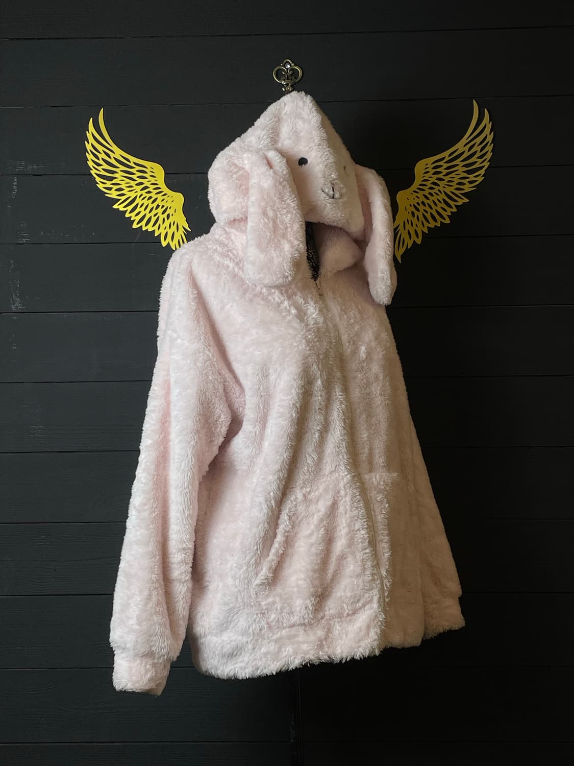 JPN 갸루 연핑크 딸기우유 퍼 우사미미 토끼 래빗 후드집업 상품이미지2