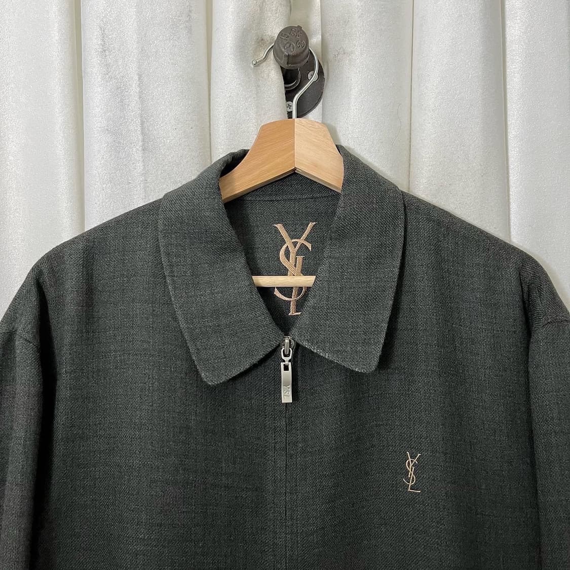 입생로랑 챠콜 스몰로고 카라 집업 자켓 상품이미지2