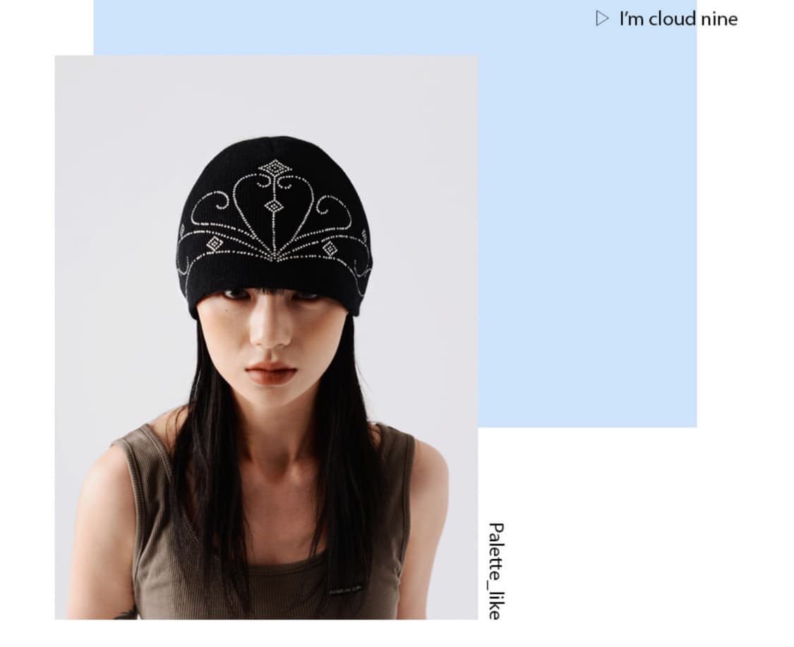 스터드 비니,ANGORA HOTFIX KNIT BEANIE (BLACK) 상품이미지3