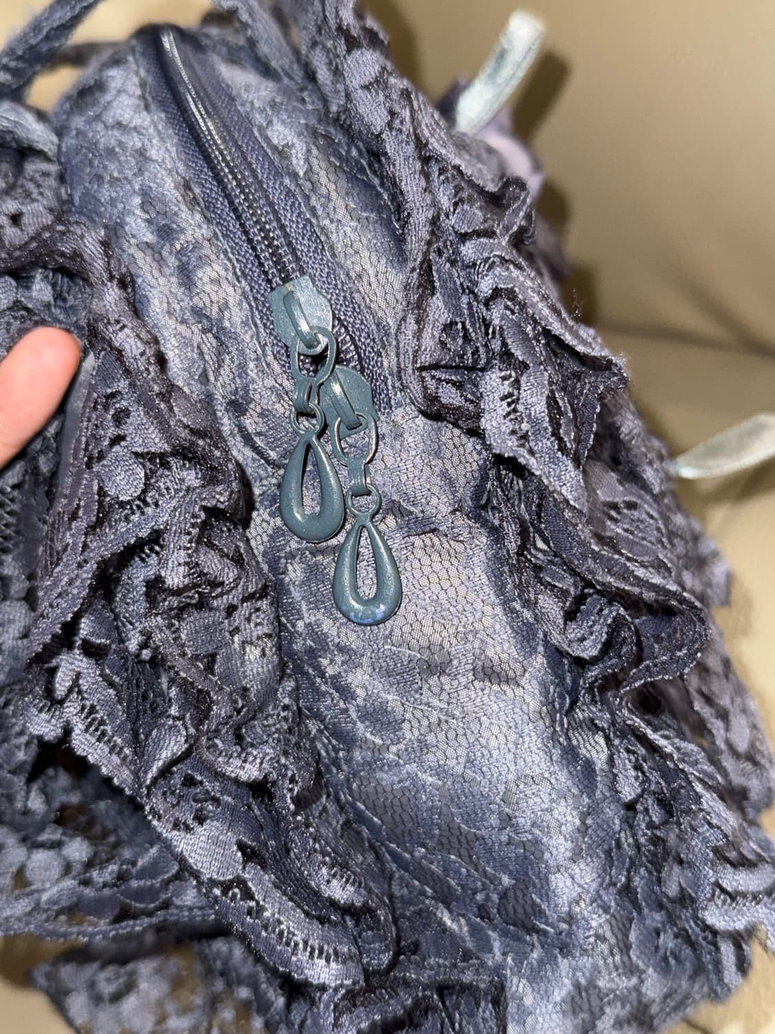 blue grey lace detail tote bag  상품이미지4