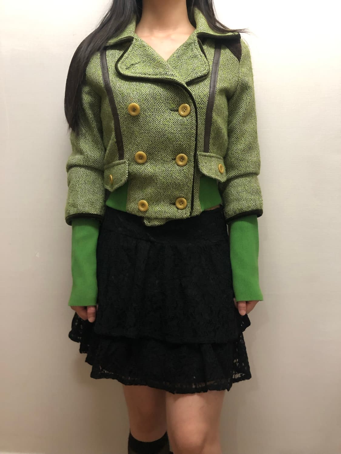 빈티지 그린 울 버튼 자켓 상품이미지5