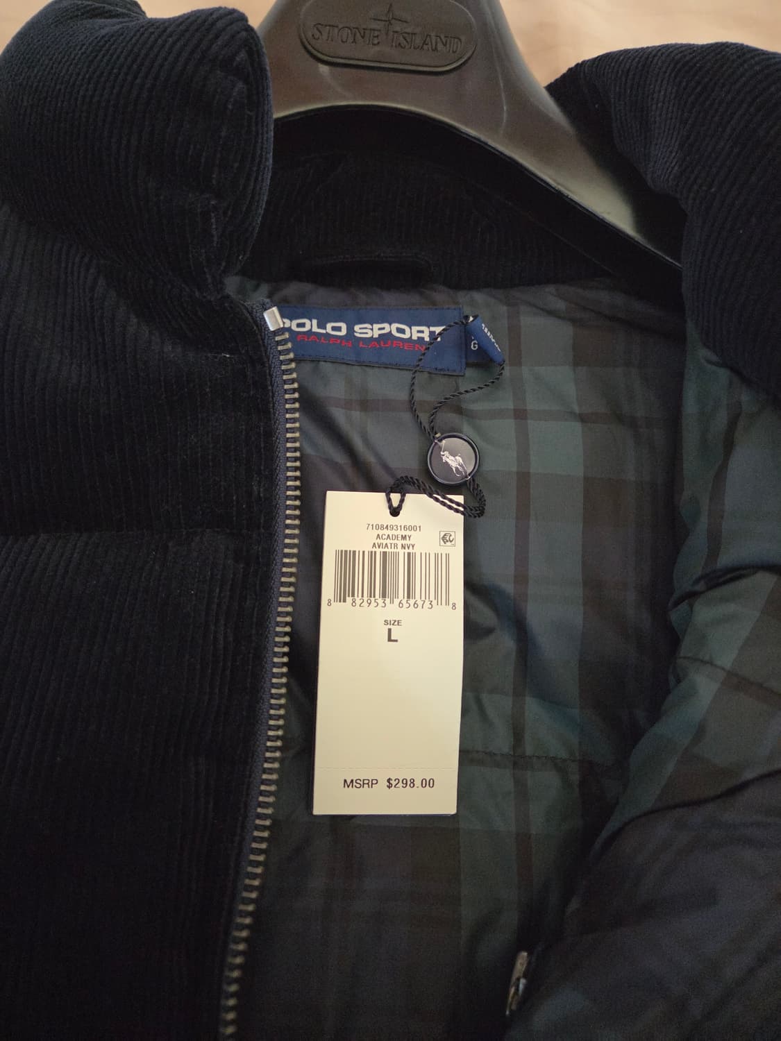 폴로 코듀로이 패딩 네이비 L 상품이미지3