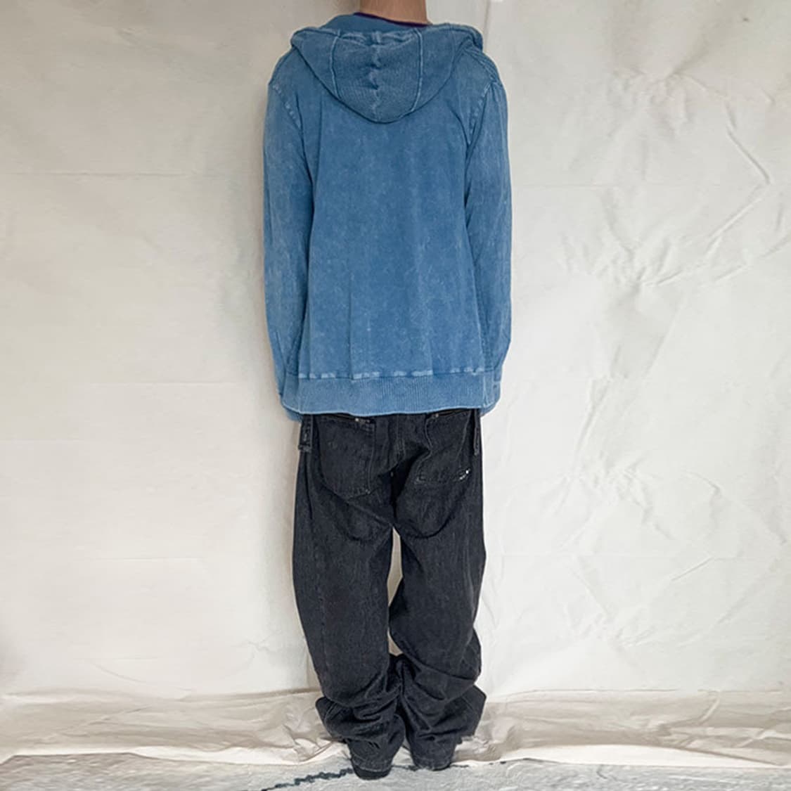 Indigo Mixed Mesh Knit Zip-up hoodie 상품이미지6