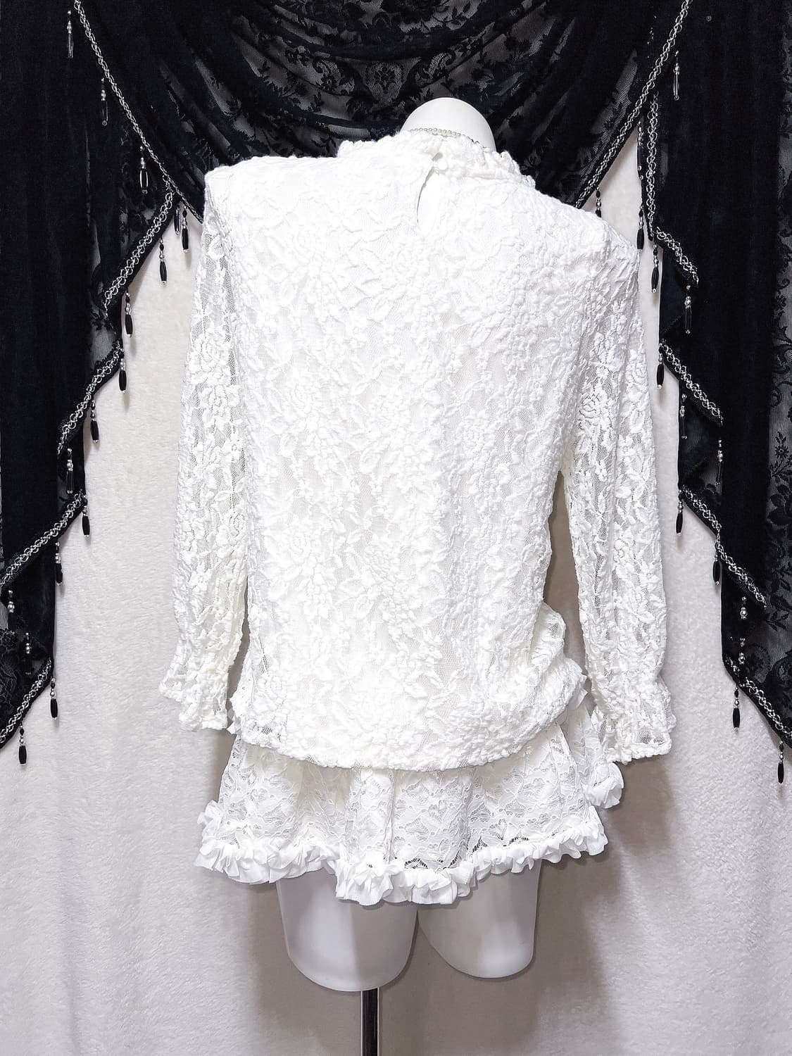 로맨틱고딕 로걀 갸루 로리타 엔젤릭 화이트 레이스 프릴 블라우스 페어리 상품이미지8