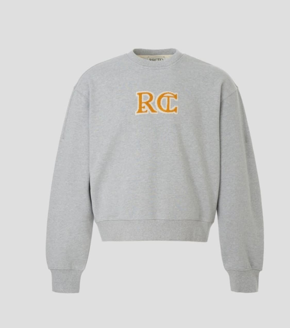 [새상품] 렉토 RC 엠브로이드 로고 자수 클래식 맨투맨 멜란지 그레이 상품이미지1