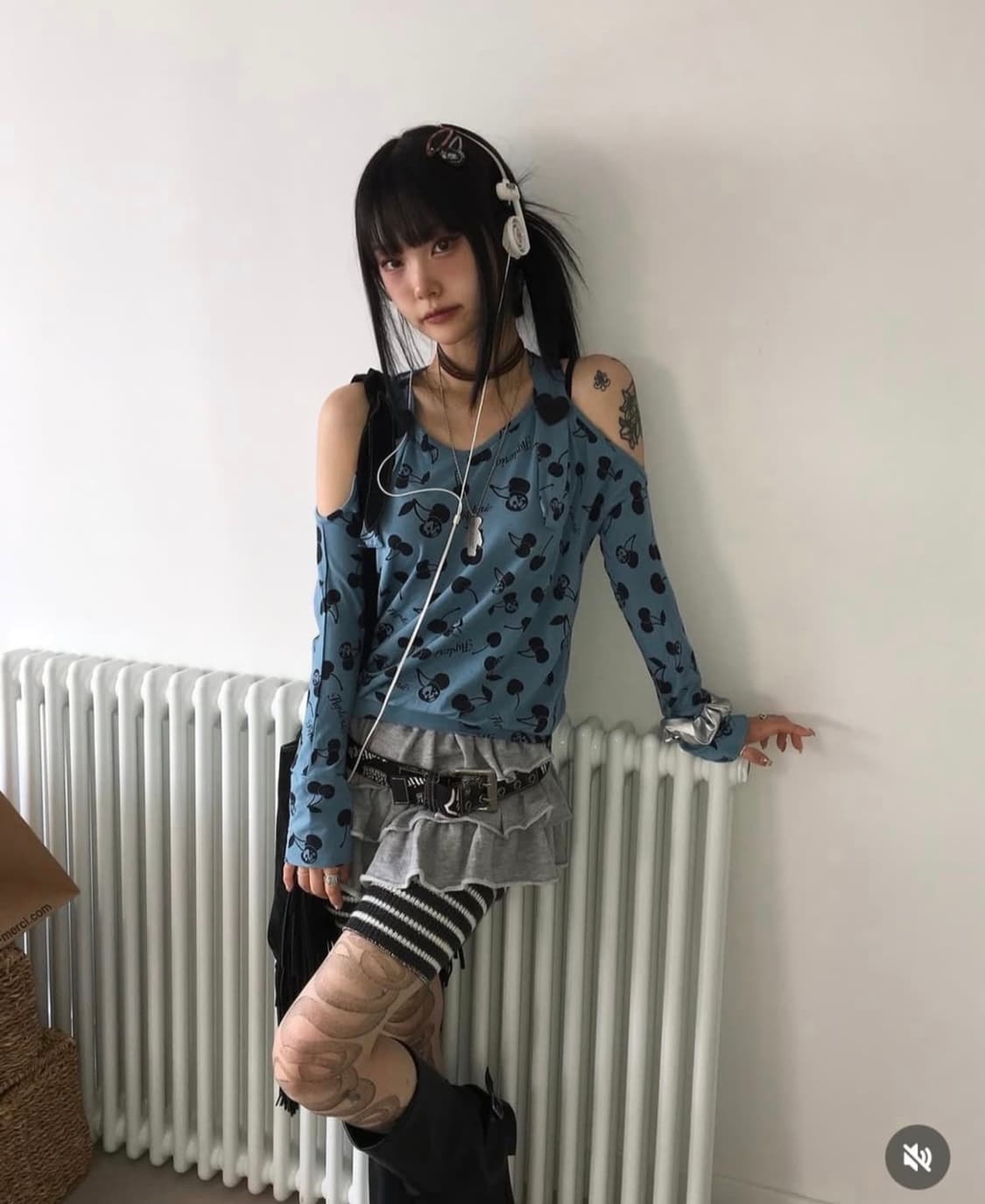 히스테릭글래머 체리 오프숄더 블루 빈티지 히글 버테클 대장템 상품이미지6