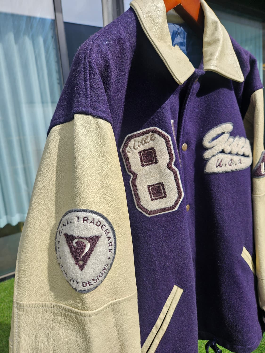 게스 USA 빈티지 울 레더 바시티 자켓 상품이미지3