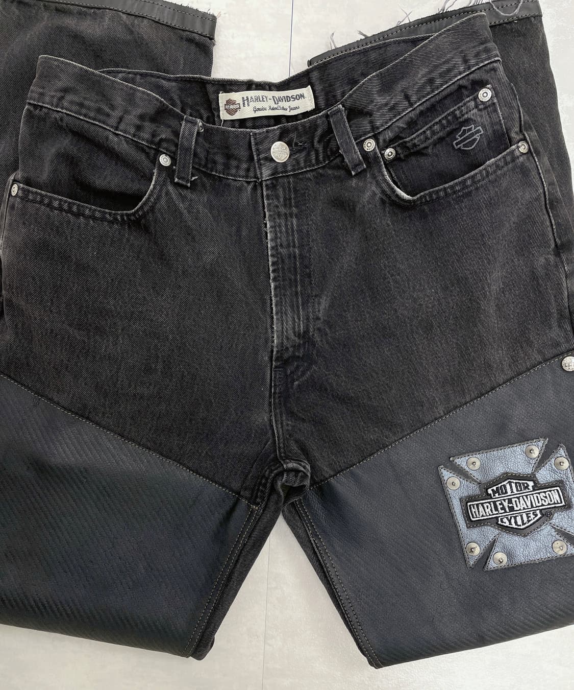 할리데이비슨 스터드 넘버원 패치 스터드 패널 데님 팬츠 상품이미지4