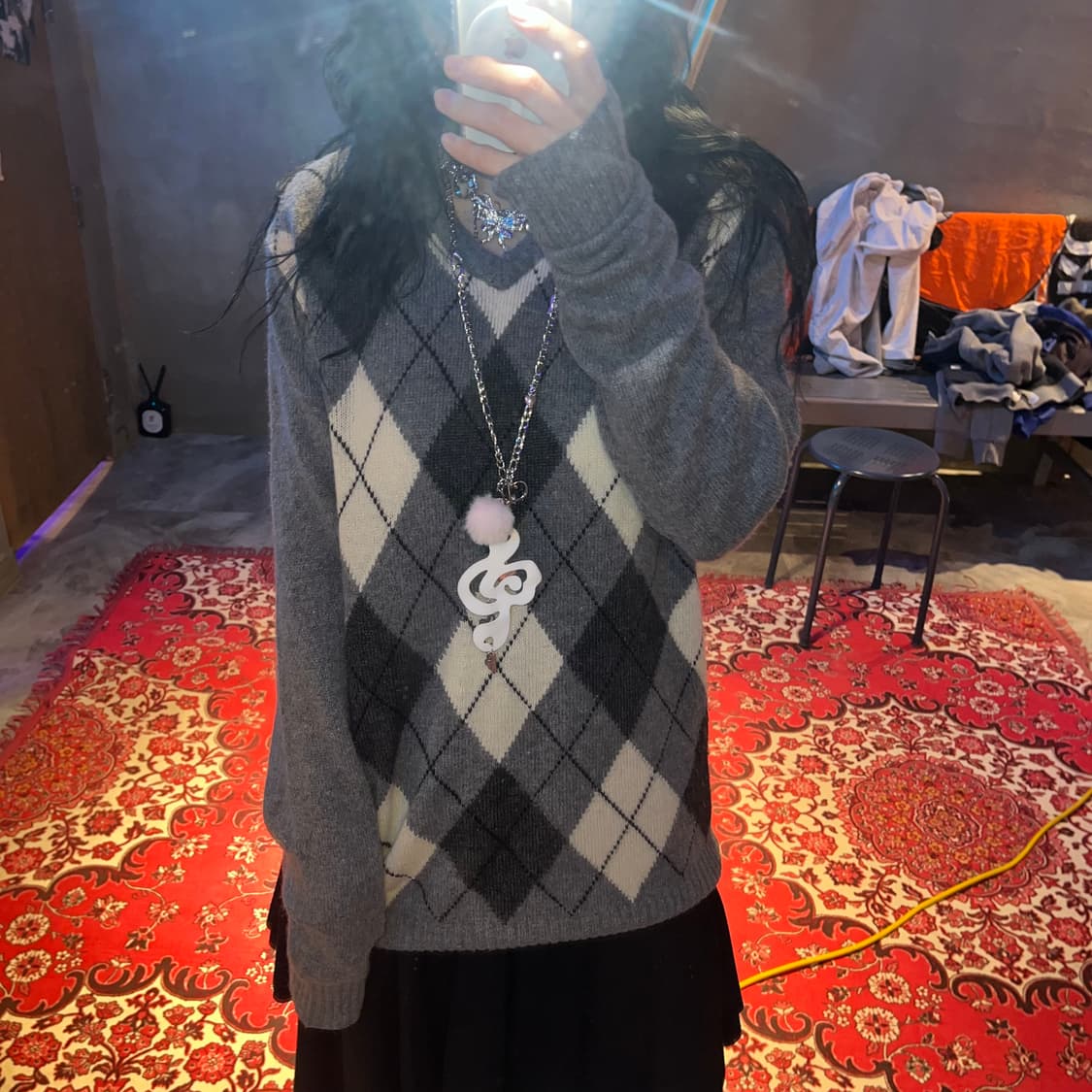  아가일 니트 상품이미지4