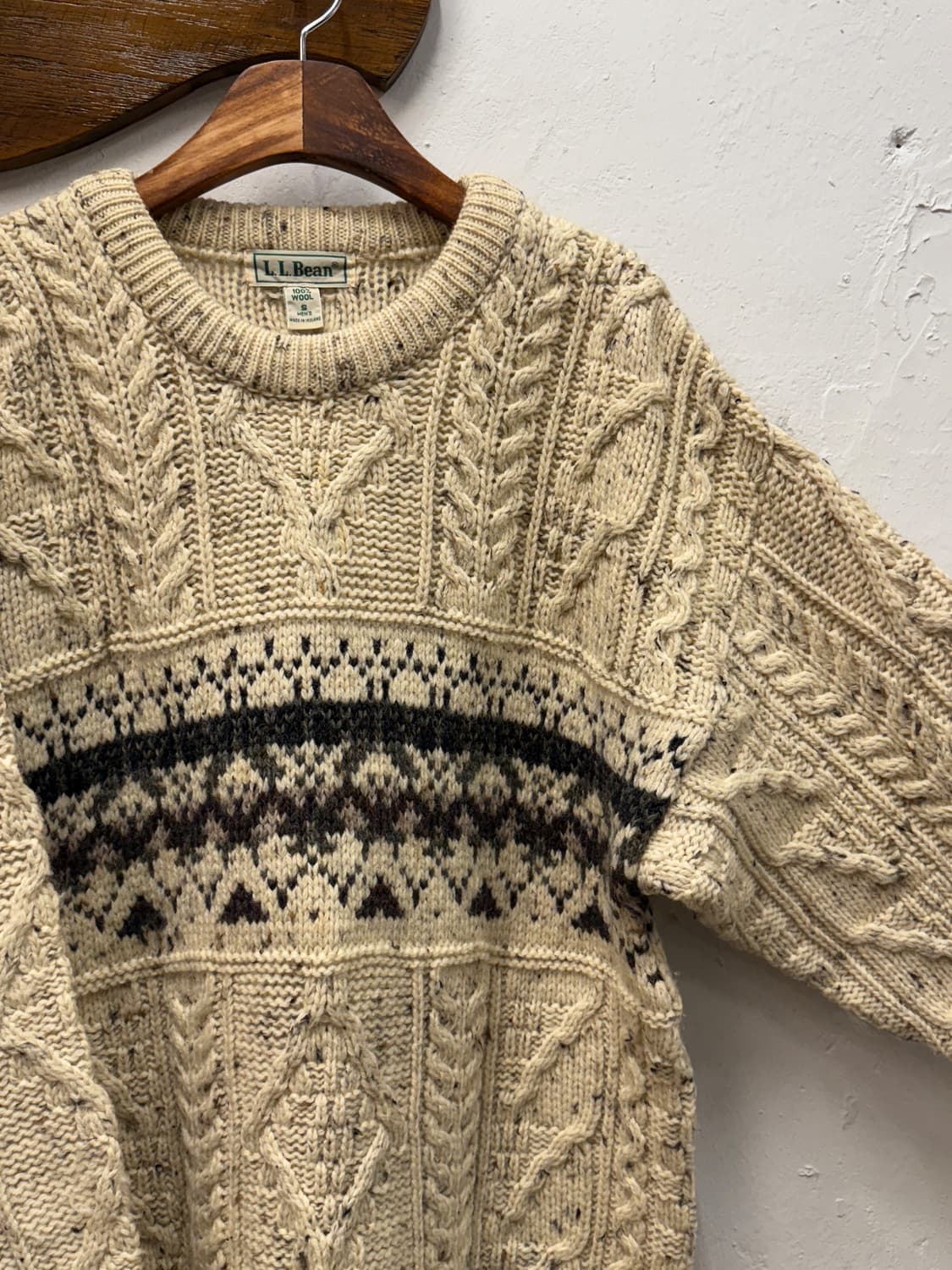L) 90s L.L.Bean Irish Wool Cable Knit Sw 상품이미지4