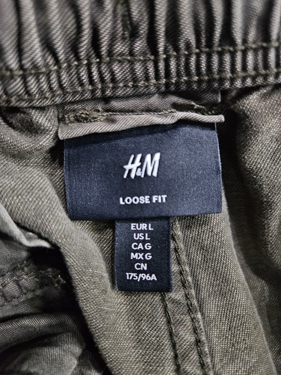 H&M 에이치앤엠 멜란지 카키 남성 허리 36 카고팬츠  상품이미지3